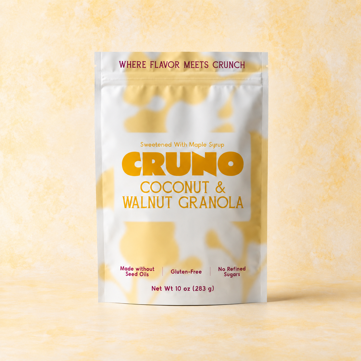 CRUNO Coconut Walnut Granola bag — no seed oils, gluten free, maple sweetened