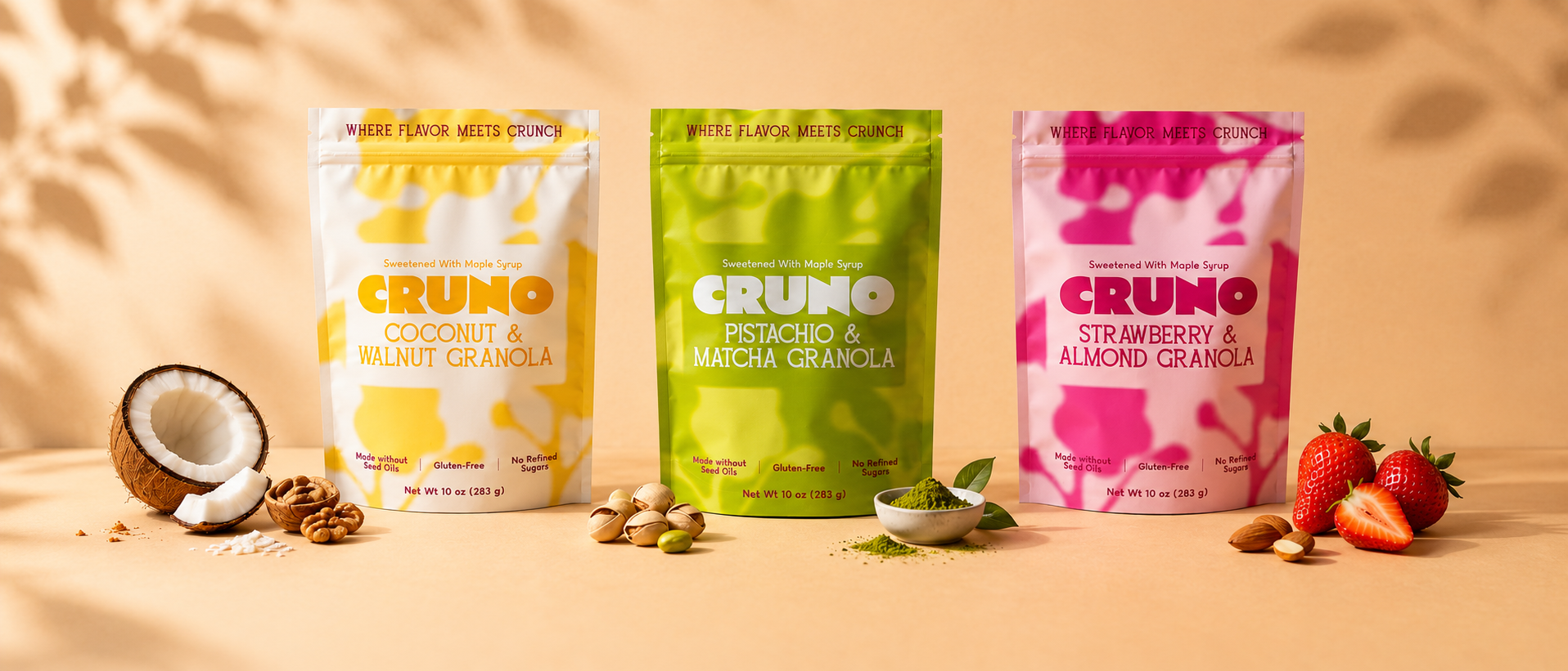 CRUNO premium granola — no seed oils, gluten free, maple sweetened