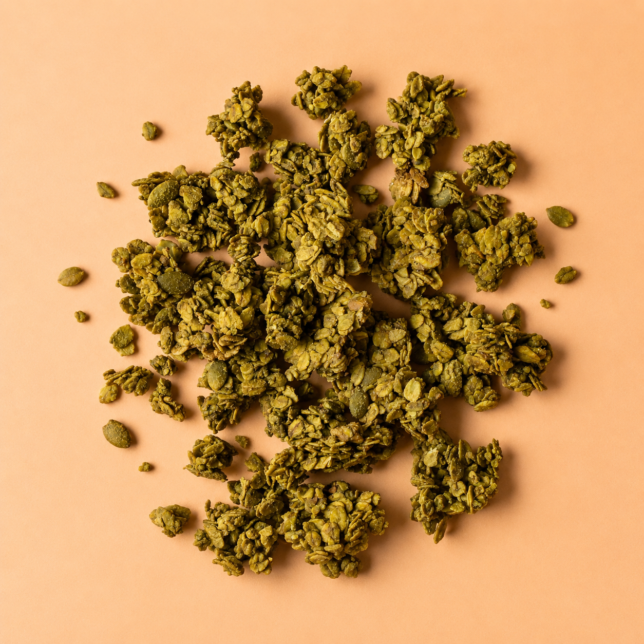 Pistachio matcha granola clusters with pistachios and organic oats